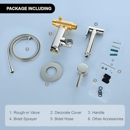SHAMANDA Warm Water Bidet Sprayer for Toilet with Hot and Cold Brass Rough-in Valve, Stainless Steel Round Handheld Bidet Attachment Set for Feminine, Pets and Baby Diaper Wash, Polished Chrome BDS09 - color: Chrome, style: Hot & Cold Water Modes-Round