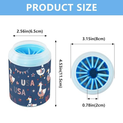 Duck 250th Anniversary Blue Pattern Dog Paw Cleaner Cup with Soft Silicone Brush, Small Lightweight Portable Muddy Paw Washer for Dogs, Easy to Use Pet Foot Cleaner