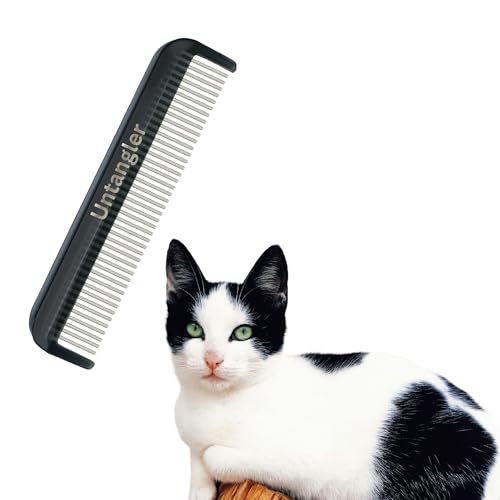 Cat Comb with Silky Smooth Rotating Teeth - Clears Mats Gently and Easily (5" Ultra Fine Teeth; 7" Dual Teeth) (Black, 5") - color: Black, size: 5"