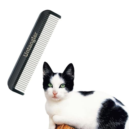 Cat Comb with Silky Smooth Rotating Teeth - Clears Mats Gently and Easily (5" Ultra Fine Teeth; 7" Dual Teeth) (Black, 5") - color: Black, size: 5"