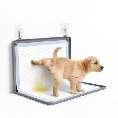 Pee Pad Holder for Dogs, 24" x 24" Thick Silicone Puppy Pad Holder with Wall Hanging Hook, Non-Slip Rubber Mat with Fixed Buttons for Floor Protection, Versatile Pee Pad Tray for Indoor Potty Training