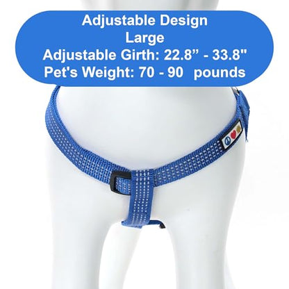 Pawtitas Reflective Step-in Dog Harness – Adjustable No-Pull Vest for Puppies to Seniors, Safe & Comfortable, L Blue