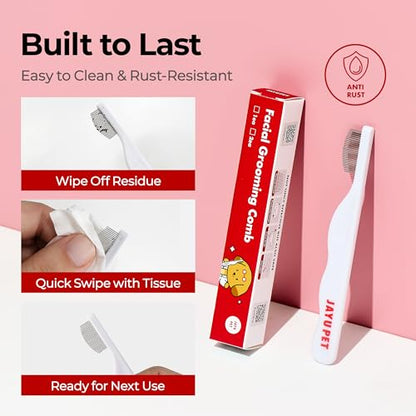 JAYU PET Facial Grooming Comb | Dog Eye Combs, Stress-free Eye Gunk Remover for Dogs & Cats, Pet Facial Brush, Cat Grooming Kit - size: 1ea