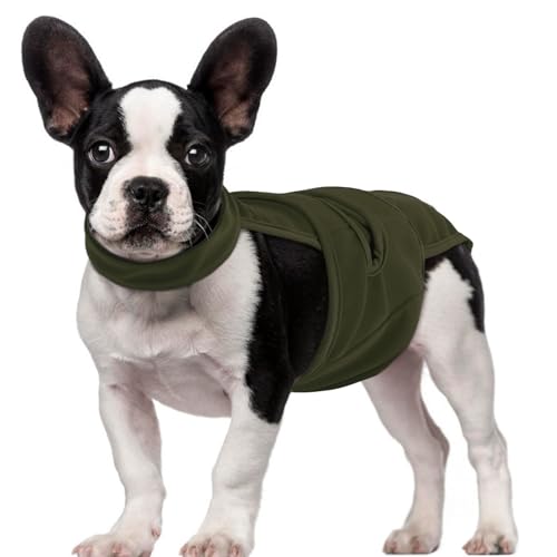 QBLEEV Female Dog Diapers with Adjustable Suspenders – Washable Sanitary Panties for Dogs in Heat or Incontinence, Escape-Proof Reusable Pet Period Underwear Onesie for Small to Large Breeds - color: ArmyGreen, size: XS（Back Length:8.7"）