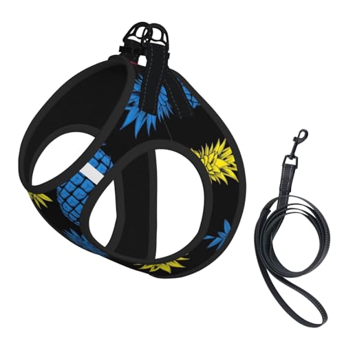 Breathable Reflective Dog Harness, Upside Down Pineapple Pink Yellow Blue, Double Strap No Choke Vest, Perfect for Hot Weather Walking with Medium Dogs - color: Style (524), size: Large