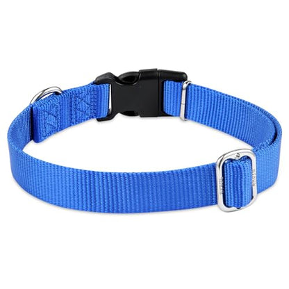 Hyhug Small Dog Collar Quick-Release Blue| Heavy-Duty Nylon Puppy Collar, Adjustable & Durable Pet Supplies for Boy & Girl Dogs (Small, Bright Blue) - color: Bright Blue, size: Small