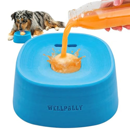 Dog Lick Bowl Licking Toy - Lick Ball Liquid Treat Slow Feeder for Dogs Feed with Rolling Toys - Interactive Lick Sphere Slow Feed Pet Treat Dispensing Bowls for Dogs Stress Anxiety Relief