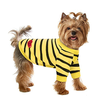Pet Dog Striped T-Shirt Dogs Cats Cotton Vest Spring Summer Pet Apparel Tee Shirt Suitable for Small and Medium Large Pets French Bulldog Bichon - color: Yellow, size: X-Small