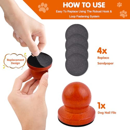 Dog Nail File Dog Scratch Board for Nails Wooden Handicraft Cat Dog Nail Scratch Pad with 4 Pcs Replaceable Sandpaper Dog Trainning Accessories Stress Free Nail Filing for Dogs(Caramel) - color: Caramel