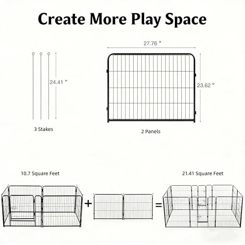 Simple Deluxe Dog Playpen Outdoor Indoor, 24 Inch 2 Panels Dog Fence for Small Dogs Puppy, Perfect Dog Pen for Camping, Yard, RV, Garden Fence, Black - size: 24 Inch 2 Panels