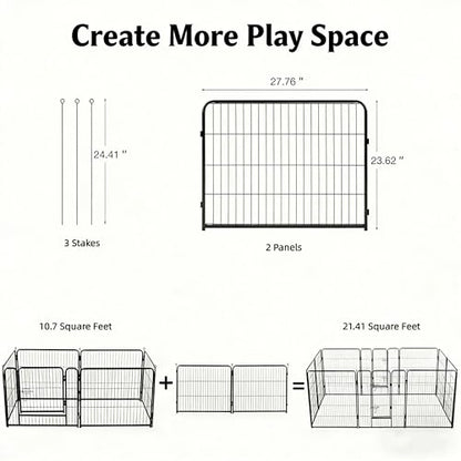 Simple Deluxe Dog Playpen Outdoor Indoor, 24 Inch 2 Panels Dog Fence for Small Dogs Puppy, Perfect Dog Pen for Camping, Yard, RV, Garden Fence, Black - size: 24 Inch 2 Panels