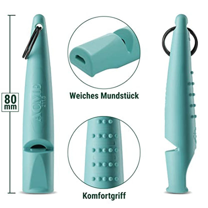 ACME Alpha 211.5 Professional Dog Training Whistle with Enhanced Ergonomic Grip. BPA-Free Plastic. 110 dBA. Long Range. Standardized Frequency. Weatherproof. Made in the UK (Turquoise) - color: Turquoise