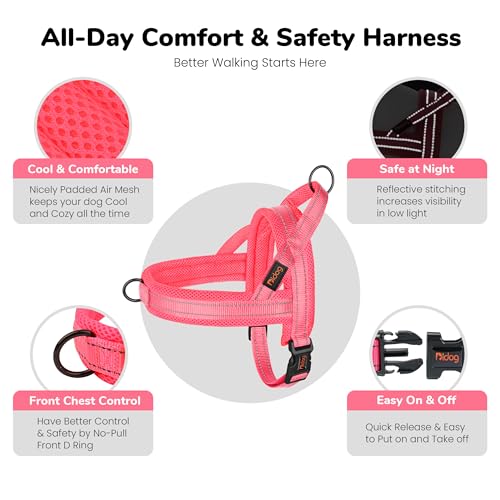 Didog No Pull Dog Harness with Breathable Mesh Padded,Reflective & Quick Fit Light Weight Dog Strap Vest Harness,Easy for Walking Training (XS:Chest 15-18", Pink) - color: Pink, size: XS: Chest 15-18", Fit 9-18 lbs