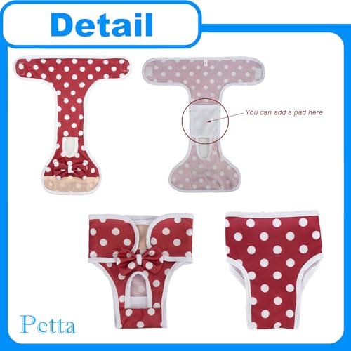 Reusable Female Dog Diapers for Small Dogs – Washable Leakproof Puppy Diapers for Heat & Incontinence, Soft Adjustable Fit, Pack of 3, Large - size: L