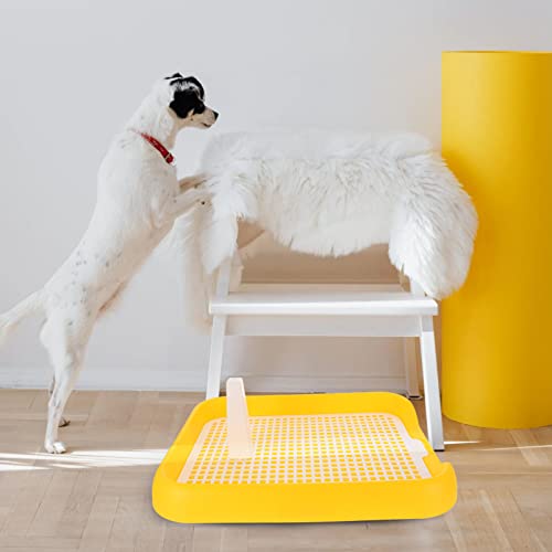 Indoor Dog Potty Tray - Mesh Dog Training Toilet Plastic Potty Tray Puppy Toilet -Slide Training Holder for Small and Medium s (Yellow) - color: Yellow