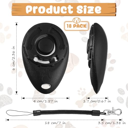 Frienda 18 Pieces Dog Training Clicker, Pet Behavioral Training Clickers with Wrist Strap for Dogs Cats Puppy Birds Horses(Black) - color: Black