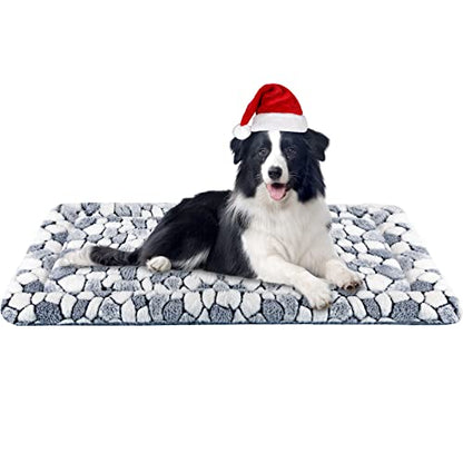 VANKEAN Dog Crate Pad Bed Mat Reversible (Warm & Cool), Soft Pet Sleeping Mat Dog Bed for Crate Suitable for Small to XX-Large Dogs and Cats, Machine Washable Crate Beds, Grey Stone Pattern - size: Large