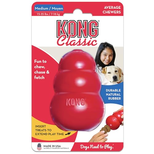 KONG Classic Stuffable Dog Toy - Fetch & Chew Toy for Dogs - Treat-Filling Capabilities & Erratic Bounce for Extended Play Time - Durable Natural Rubber Material - for Medium Dogs - size: Medium (Pack of 1)