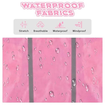 Dog Raincoat with Reflective Strip Hoodie, Waterproof Dog Raincoats, Adjustable Lightweight Hooded Poncho Dog Rain Jacket, Snowproof Windproof Clothes, Raincoats for Small Dogs - color: Pink, size: S