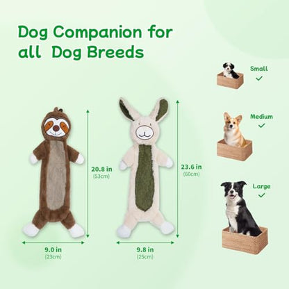 Crinkle Squeaky Dog Toys for Aggressive Chewers, Less Stuffed Dog Toy to Keep Them Busy, Plush Interactive Pet Toys for Dogs, Tough Chew Toys for Small Medium Large Dogs - color: Rabbit