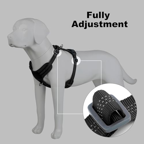 Plutus Pet No Pull Dog Harness, Release at Neck, Soft Padded, Reflective Adjustable Dog Vest Harness for Small, Medium, Large Dogs(Black, M) - color: Black, size: M