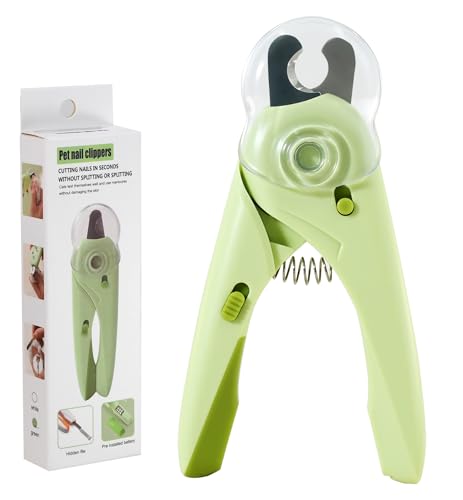 Pet Nail Clipper with Light for Cats & Small Dogs Puppies, Ultra Bright LED to Illuminate Nail Bloodline to Avoid Over Cutting, Extra-Sharp and Durable Cat Claw Trimmer with Nail File (Green) - color: Green