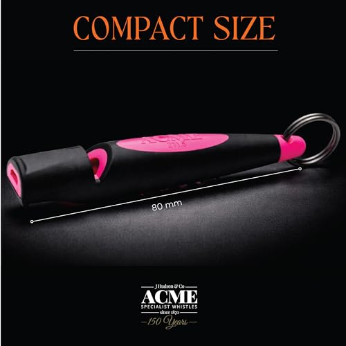 ACME Alpha 211.5 Professional Dog Training Whistle with Enhanced Ergonomic Grip. BPA-Free Plastic. 110 dBA. Long Range. Standardized Frequency. Weatherproof. Made in the UK (Black on Day Glow Pink) - color: Black on Day Glow Pink