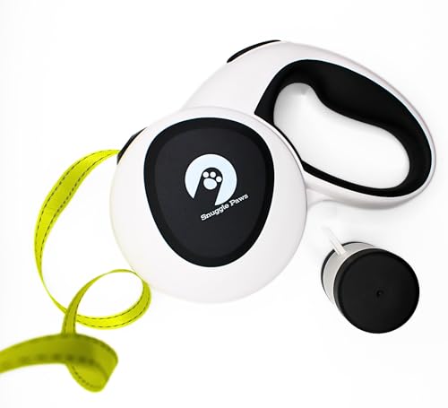 Snuggle Paws Retractable Dog Leash 16ft – Heavy Duty All-in-One Dog Leash with LED Flashlight, Poop Bag Holder, Chew Proof Steel Cable & Reflective Tape – Size S - size: S | 16.4 ft | 44 lbs