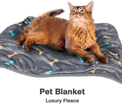 Allisandro Luxurious Dog Blanket, 350 GSM Super Fuzzy Microplush Fleece Pet Blankets for Small Medium Large Dogs and Cats, Grey Bone, 64 x 40 Inches - color: Grey Bone, size: 64" x 40"