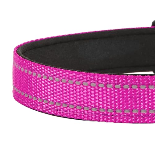 Reflective Dog Collar, Adjustable Soft Neoprene Padded Nylon Pet Collars with Buckle for Puppy and Small Dogs, Cats,Rose Red,XS - color: Rose Red, size: X-Small