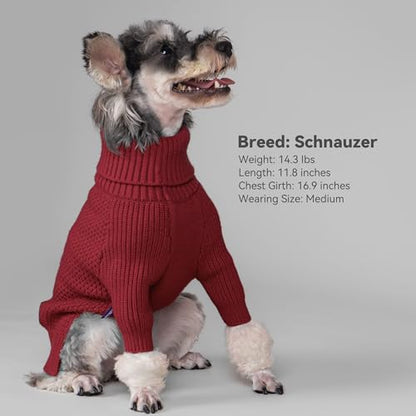 cyeollo Small Dog Christmas Sweater Warm Turtleneck Knitted Pet Winter Dog Clothes with Long Sleeves Puppy Sweaters for Small Dogs - color: Burgundy, size: Small