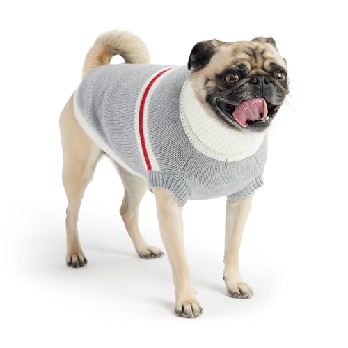 GF PET Trekking Sweater | Quality Multi-Knit Turtleneck for Small, Medium, Large Dogs | Warm Striped Heathered Pullover with Ribbed Armholes | 100% Acrylic | Machine Washable - Grey Mix - 2X Small - color: Grey Mix, size: 2X-Small