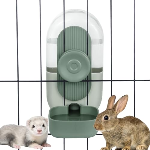 Lemtrflo 28oz Hanging Automatic Water Dispenser，Rabbit Water Bottle,Bunny Guinea Pig Ferret Water Bowl for Cage,Suitable for Small Animal Puppies(Cage Grid Spacing Over 1.2'') (Green) - color: Green