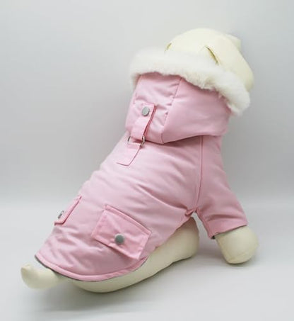 Pet Warm Dog Coat for Winter Cold Weather Clothes Hooded Dog Jacket Small Puppies Medium Large Dog Cat Clothes Insulated Padded Snow Parka - Alexander (Pink, Small) - color: Light Pink, size: Small
