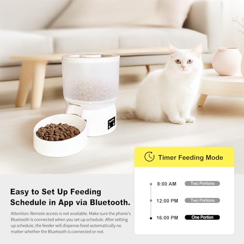 Automatic Cat Feeder with 270-Day Battery Life, Rechargeable Auto Cat Feeder with Slow Feed Mode & Very Quiet Dispensing, 2.5L Bluetooth Small cat Food Dispenser for Cats & Small Dogs