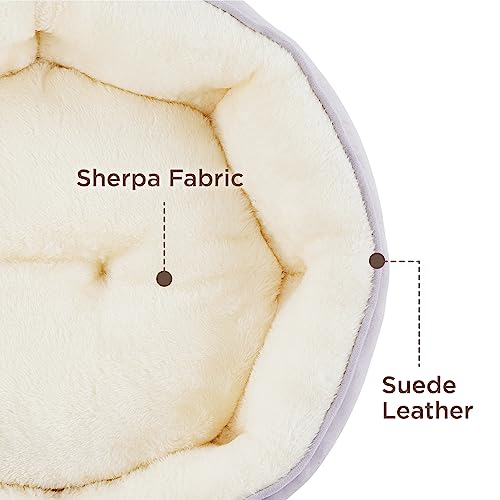 Bedsure Dog Beds for Small Dogs - Round Cat Beds for Indoor Cats, Washable Pet Bed for Puppy and Kitten with Slip-Resistant Bottom, 20 Inches, Misty Lilac | Azure Lilac Soft plush pet bed,dog beds for small dogs for puppy and kittens,Anti-Slip bottom,easy