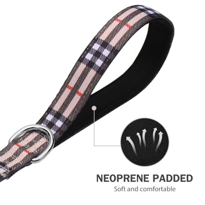 Hikiko 6 Foot Double Handle Small Dog Leash, Padded Pet Leash Traffic Handles for Walking Training (Beige Plaid, 6ft) - color: Beige Plaid, size: 3/4 in x 6 ft