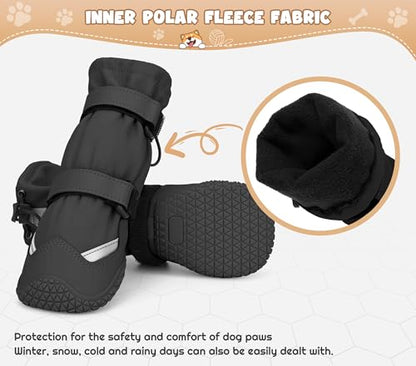 Dog Shoes, Waterproof Dog Boots & Paw Protectors, Breathable Dog Booties with Anti Slip Sole for Winter Snowy Day, Rainy Weather Indoor and Outdoor (Size 6, Black) - size: #6(width 2.36 inch)