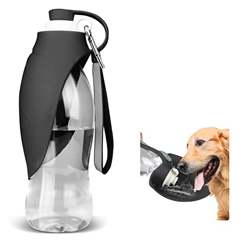 TIOVERY Dog Water Bottle, Portable Pet Water Dispenser Feeder Leak Proof with Drinking Cup Dish Bowl for Outdoor Walking, Hiking, Travel, 20OZ Water Bottle Fit for Small to Large Dogs and Cats Black - color: Black