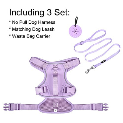 Petmolico Dog Harness for Small Dogs, Cute Harness Vest with Two Leash Clips and Soft Handle, Reflective Easy Walk Puppy Vest - Light Purple, Small - color: Light Purple, size: Small