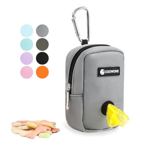 Small Treat Pouch Dog Treat Dispenser with Waste Bag Dispenser for Leash Walking, Portable, Poop Bag Holder, Hand Free, Gray - color: Gray