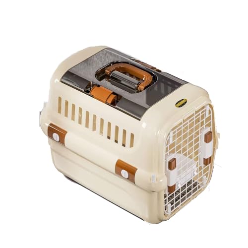 New Dog and Cat Kennel, Hard Sided Travel Pet Carrier, Top Front Load Ventilation Cat Crate for Small Dogs Outdoor Traveling Hiking Camping Picnic(Color:Beige) - color: beige