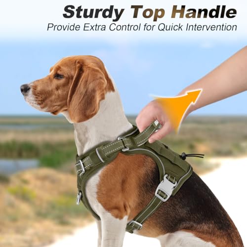 BARKBAY Service Dog Vest Tactical Dog Harness Medium Large Sized Dog No Pull Adjustable Dog Harness Reflective K9 Working Training Easy Control Military Molle System(Green,S) - color: Green, size: Small