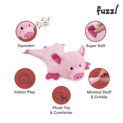 Fuzzl Pickles Pig Crinkle & Squeak Dog Toy – No Mess Minimal Stuffing Plush Puppy Toy – Interactive Soft Dog Squeaky Toy for Small to Medium Dogs – Durable Shaking, Tossing & Cuddling Toy - style: Pickles Pig