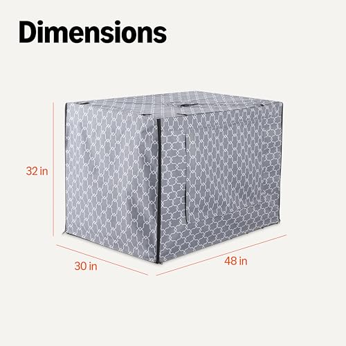 Amazon Basics Dog Cage Cover for 48-inch Wire Crates, Heavy-Duty with Zippered Panels, Recycled Polyester - size: 48"L x 30"W x 32"H