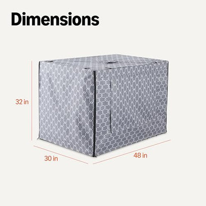 Amazon Basics Dog Cage Cover for 48-inch Wire Crates, Heavy-Duty with Zippered Panels, Recycled Polyester - size: 48"L x 30"W x 32"H