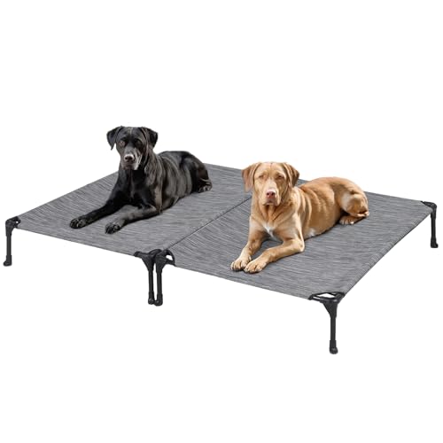 Veehoo 2-Pack Raised Dog Beds - Cooling Portable Pet Cot with No-Slip Feet, Breathable Mesh, Size 42" x 30", Black Silver, CWC1803-L - color: 2Packs- Black Silver, size: 42.0"L x 30.0"W x 7.0"Th