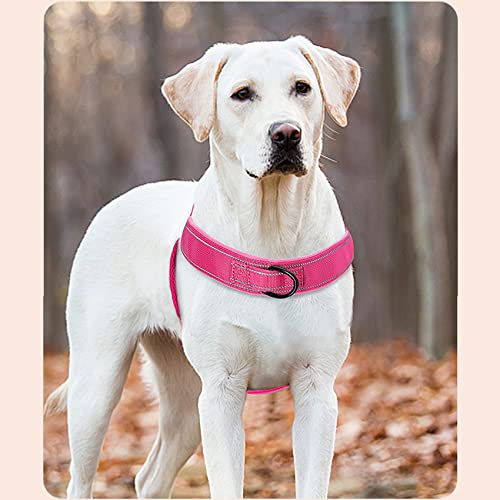 No Pull Dog Harness Pink for Small Medium Large Sized Dog, Reflective Escape Proof Adjustable Dog Harnesses with 2 Patch, L - color: Pink, size: L-Chest size 25-31''