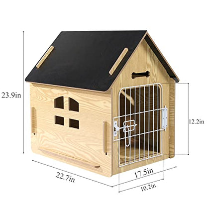 Dog House Indoor for Small Dogs or Cats, Cozy Wooden Design, Small Indoor Bed House, with Air Vents and Elevated Floor Warm Dog Cave