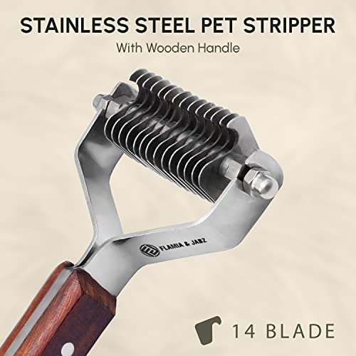 Flamia & Jabz Undercoat Rake for Dogs & Cats, Dematting Grooming Stripper Tool (14 Blades) - size: 14 Blades